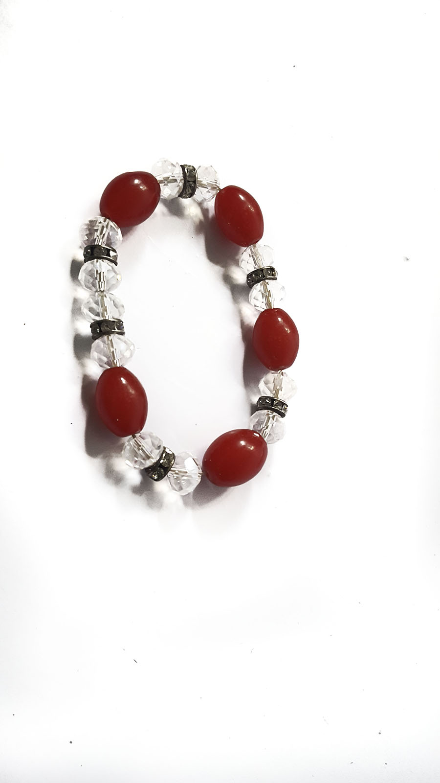 Womens Red/White Crystal Bracelet